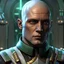 Placeholder: star wars bald male corellian jedi pilot wearing black and olive drab old republic armored flightsuit with gold trim inside the jedi temple holding a lightsaber with viridian green blade in left hand, centered head and shoulders portrait, hyperdetailed, dynamic lighting, hyperdetailed background, 8k resolution, volumetric lighting, light skin, fully symmetric details