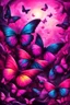 Placeholder: vibrant psychedelic oil painting image, airbrush, 64k, cartoon art image of background HOT PINK and BLACK BUTTERFLIES , futurism style
