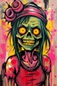 Placeholder: graffiti art of cartoon zombie girl , elaborate acrylic spray paint by Yoji shinkawa + nick Edwards style with bold brushstrokes, vibrant saturated natural color