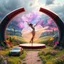 Placeholder: Dynamic cifi country side ,hypnotic of 3D structures Symmetry twisting and morphing between cifi plants , cifi flowers and metal geometric 3d structures buildings ,cifi cars, and an open cifi stage with a beautiful lady dancer in stage,a future pretty lady singer presenting in a big tv screen her art performance in it,smooth translucent iridescent glass with inner glow and bubbles, varied transparent materials, stormy skies, intense dramatic a beautiful balerina is performing
