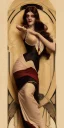 Placeholder: Art nouveau bold woman cudling with a shadow