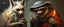 Placeholder: master oil painting with some air brush, fluffy hyena fox vampire priest racoon gremlin realistic and creepy, straight from the lich lab, in the style of Escher and Titian