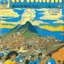 Placeholder: A 1980 medieval london comic cover of uruguayan sky-blue football magazine. At the street city, Monty Pyton. Favelas. Volcano.