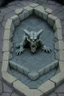 Placeholder: hexagon stone labyrinth featuring gargoyle skeleton