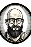 Placeholder: create a logo for a website, called Patrick nerds out using the following description: The man in the photo appears to be in his mid-thirties to early forties. He has a bald head and facial features that suggest a friendly and open personality. His beard is closely trimmed, neatly outlining his jaw, and he sports rectangular-framed glasses that add a distinguished look to his appearance. The smile reaches his eyes, causing slight creases that indicate amiability and a tendency to smile often. He