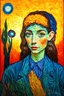 Placeholder: Luminous being; backdrop with a Hundertwasser and Van Gogh mashup style and with a subject in the style of Edvard Munch