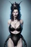 Placeholder: Kim Basinger as evil queen in black leather, busty, cleavage, curvy, angry, stern look. character design by cory loftis, fenghua zhong, ryohei hase, ismail inceoglu and ruan jia. unreal engine 5, artistic lighting, highly detailed, photorealistic, fantasy