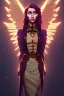 Placeholder: steampunk angel, pale, starry night, clouds, golden glow, majestic