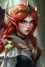 Placeholder: evil princess half-elf female green eyes red hair