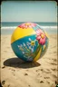 Placeholder: Ballon de plageavec des fleurs peintes, , tintype
