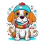 Placeholder: cartoon dog illustration style ,white background , Coloring book Holiday T-Shirt Design, Groovy Winter