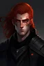 Placeholder: Male Vampire, Shorter Ginger Mullet with shaved side, Dark armour, Red Eyes.