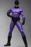 Placeholder: Kent Walker aka THE PHANTOM, Strong, athletic physique, Flexing poses, skin-tight, formfitting purple nylon and leather bodysuit, skin-tight, formfitting purple cowl, black eye disguise, black utility belt, double holstered pistol belt, black knee-high boots, glowing white eyes, battle scars, blood, ((foggy, cloudy background, multicolored lightning, flowing lava, Full Eclipse, aliens, explosions, bright, vibrant, extremely colorful, detailed, blood red skies))