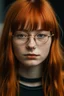 Placeholder: girl with ginger hair in a fringe with glasses and a septum piercing