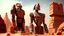 Placeholder: The ancient egyptian civilization Robot, Stone statues army, ancient statue of Robot, rusty, Realistic, historical, red rock and dsand statue, Egypt history look and feel,