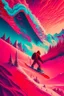 Placeholder: Snowboarding, psychedelic, red tones, fantasy landscape