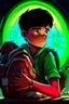 Placeholder: gimme a book cover photo which a boy 11 year old with dark hair in the dark with a backpack and a watch who is laying unconisous