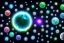 Placeholder: cosmos, metallic sky stars, sky blue light, blue light, green moons with neon rings, 8k resolution, detail