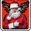 Placeholder: wings, freaky Santa with wings, laughing, flying, satan wings