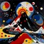 Placeholder: A volcano surrounded by planets painted Wassily Kandinsky