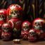 Placeholder: A red rotting boneyard designed in designed in Matryoshka nesting dolls painted by Wassily Kandinsky