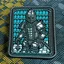 Placeholder: chessboard knight piece in the style of cyber punk as a velcro patch