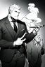 Placeholder: businessman smoke cigar in the dark, greyscale