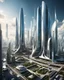 Placeholder: Stunning hyperrealistic futuristic urban landscape, cutting-edge modern architecture combined with innovative science fiction elements. Tall skyscrapers with sleek, minimalist designs are juxtaposed with curved structures. Sky full , the air vibrates with energy. The overall atmosphere captures the essence of progress and innovation, showing the imagination and creativity of humanity