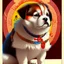 Placeholder: puppy, Ukiyo-e art, Colorful, vibrant, full of details