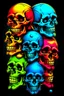 Placeholder: a stack of nearly anatomically correct cartoonish skulls, vivid colors, dark comedy, well lit, high detail,