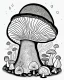 Placeholder: coloring book page, Generate mushroom world. clean and simple line art