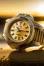 Placeholder: Prompt an image of the Cartier Diver watch worn by someone on the coast during the golden hour, combining stability and the beauty of a seaside journey.