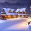 Placeholder: fantasy farming village square winter night