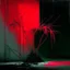 Placeholder: Minimal abstract oil painting of a neon plant in concrete warehouse brutalist architecture and hanging wires illuminated at night. With triadic red colours. In the style of Justin Mortimer and Phil Hale, Ashley Wood