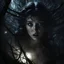 Placeholder: close up frightened fairy caught midway, fleeing through a shadowy forest, trees forming a tunnel of anguished branches, face lit only by a handheld flashlight casting ghostly shadows, eyes darting into unseen terror, chiaroscuro, sharp contrasts, deep blacks and atmosphere full of tension, ultra realistic, cinematic.