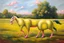 Placeholder: Big pink plastic toy horse.19th painting