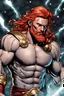 Placeholder: A high quality portrait of a shirtless red haired asgardian in the style of marvel comics