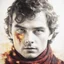 Placeholder: harry scarf red and yellow with glowing eyes in anthotype print art style