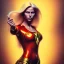 Placeholder: blonde superwoman. oil on canvas, kodachrome, volumetric light