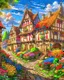 Placeholder: german medieval village with flowers rpg art painterly