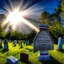 Placeholder: A pet cemetary , masterpiece, god lights,god rays,cianoscuro light,tilt shift,lens flare,spherical lens,fisheye 4mm focus