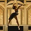 Placeholder: a black ballerina in an Art Deco ballroom, by artist "Ingrid Umber",by artist "Sienna Lamberts"