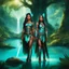 Placeholder: In the realm of Eldoria, two indigenous girls stand tall, Clad in armor and adorned with tribal tales that call. With bows in hand, they gaze towards a mystical oasis, Where aqua waters meet luminous green in a magical stasis. Their bodies bear tattoos of valor and ancient lore, As they guard a forgotten prophecy, their spirits soar. Under the enchanted tree's shade, they sit in contemplation, In a world of heroes and villains, a realm of imagination. Their presence is a beacon of strength and r