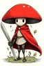 Placeholder: mushroom with a human body and with a sword and a cape