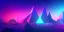 Placeholder: 3d rendering. Abstract futuristic neon background. Fantastic landscape with glowing geometric triangular frame and mountains