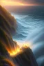 Placeholder: An illuminated city at top on a rough cliff at the stormy sea at sunset, 8k resolution, high-quality, fine-detail, intricate, fantasy art, detailed matte, volumetric lighting, illustration, 3D