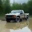 Placeholder: hyperrealistic shot, fast moving 4x4 camo truck, monotone color palette, sharp focus, puddle reflec1tion, tire mud splashes, refraction, mist on the horizon, thunder and lightning, overcast shadow, detailed and intricate, cinematic composition, 8k, micro, tilt shift photography, bokeh