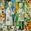 Placeholder: painting by gustav klee, a school janitor and a nurse knows Artificial intelligence tools, happy atmosphere