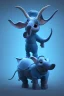 Placeholder: 3D render of a Dumbo on a dark blue background, digital art