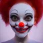 Placeholder: Ultra detailed very beautiful smileing cute clown girl,beautiful real skin, red nose, shallow of dept 3d, symmetrical, ultra detailed curl hair, ambient lighting, ultra detailed face, concept art, circus,party, digital painting, octane render,quixel megascans, depth of field (or dof),film photography, dslr, cinema4d, studio quality art by artstation